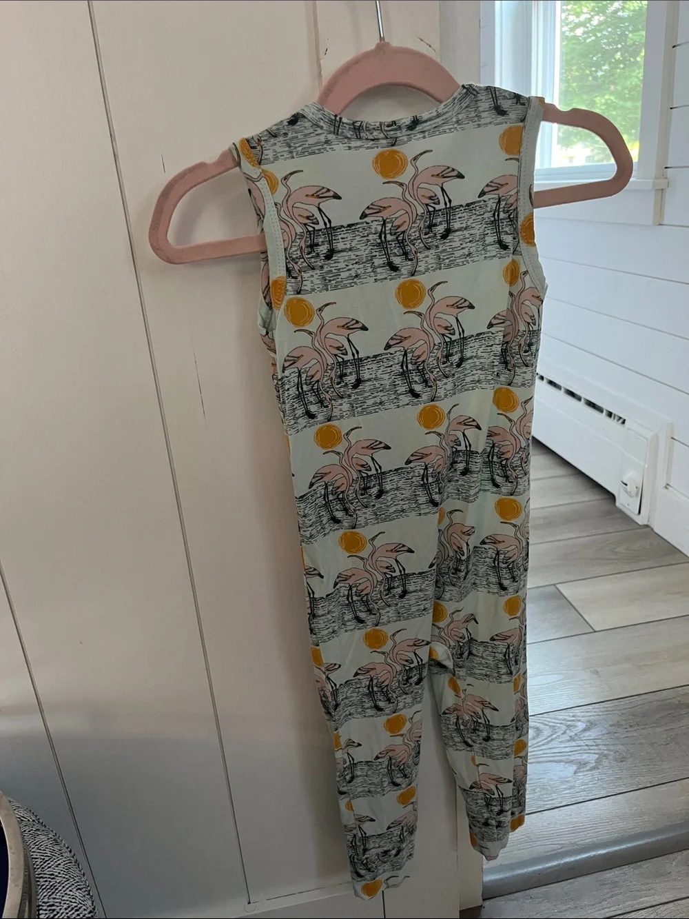 kate quinn Mint Flamingo Print zip-up onesie 18-24 mos 🦩